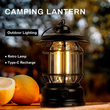 LED Camping Lante Light Retro Style Lighting Battery Type-c Rechargeable (1 Pc)