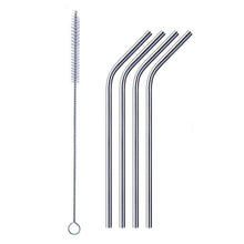 Reusable Stainless Steel Drinking Straws Bent (4 Bent Straws, 1 Brush)