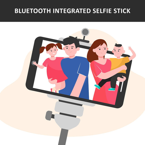 Bluetooth selfie stick extended with phone holder