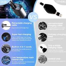 Retractable Car Charger, 100W 4 in 1 Super Fast Charge Car Phone Charger, Retractable Cables (31.5 Inch) and 2 USB Ports Car Adapter for iPhone 15/14/13/12 Pro Max Xr, Ipad, Pixel, Silver