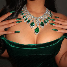 Rose Diamond Emerald Drops Necklace Set (Necklace & Earrings)