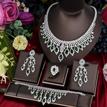 Rose Diamond Emerald Drops Necklace Set (Necklace & Earrings)