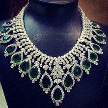 Rose Diamond Emerald Drops Necklace Set (Necklace & Earrings)