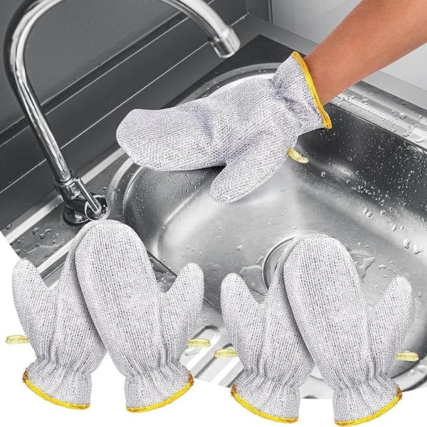 Dishwashing Hand Gloves Non Scratch Wire, Waterproof Home Kitchen Utensils Cleaning Gloves for Washing Dish Easy Rinsing, Reusable Cleans Dishes Pots, Pans, Sinks