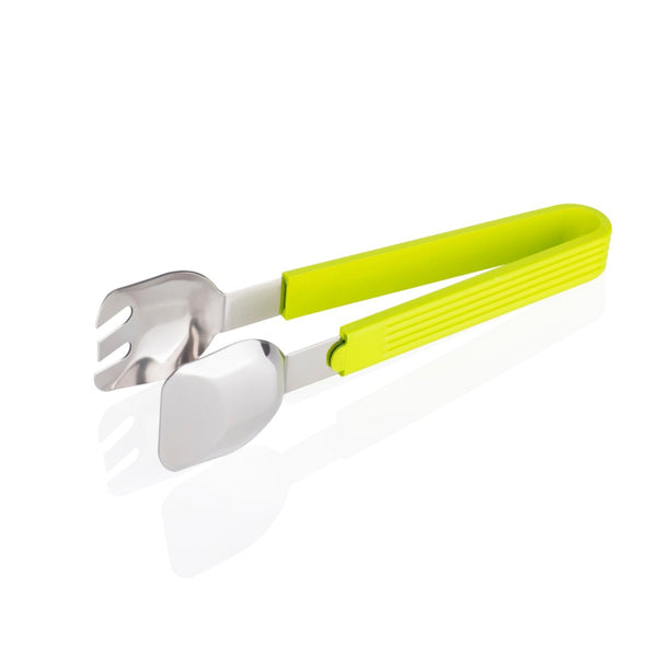 Multi-purpose salad tongs for easy food serving and grabbing in kitchen.